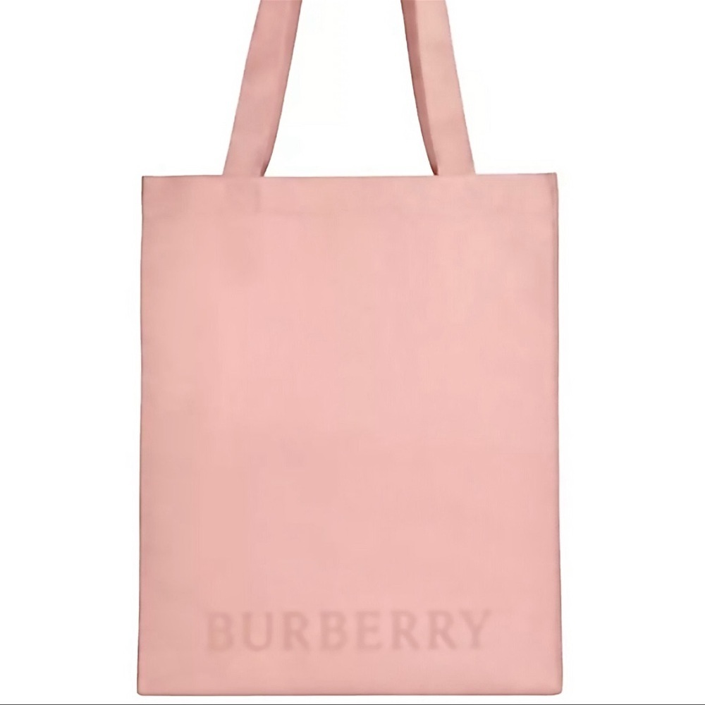 BURBERRY “HER” PINK CANVASS TOTE BAG WITH DOUBLE HANDLES NEW IN BAG